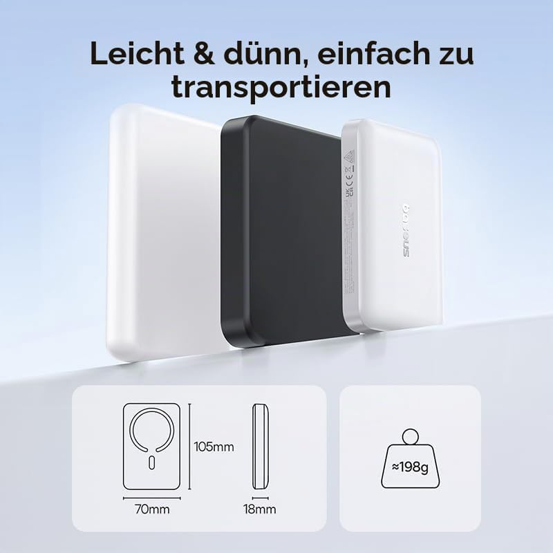 Baseus Enerfill MagSafe Powerbank 10000mAh 30W USB C Magnetische Power Bank, Kabellose Externe Handy