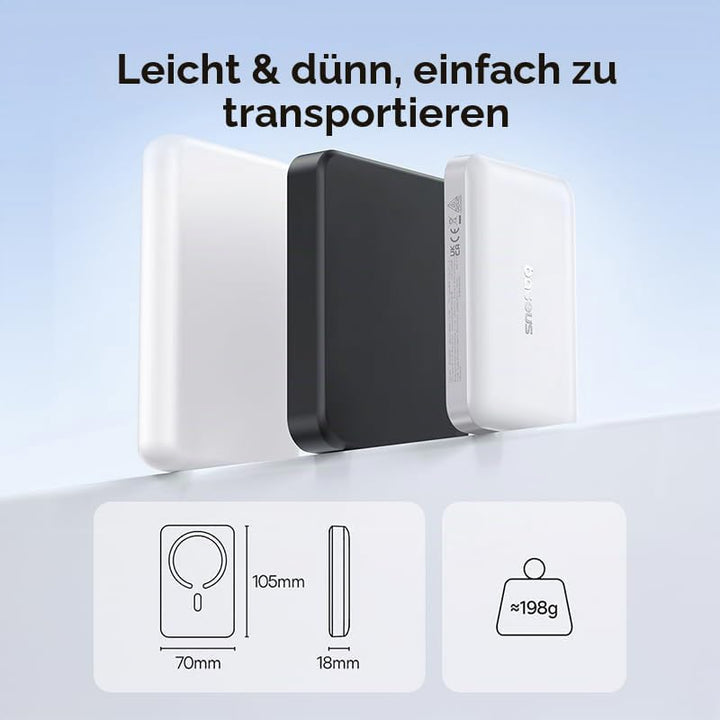 Baseus Enerfill MagSafe Powerbank 10000mAh 30W USB C Magnetische Power Bank, Kabellose Externe Handy