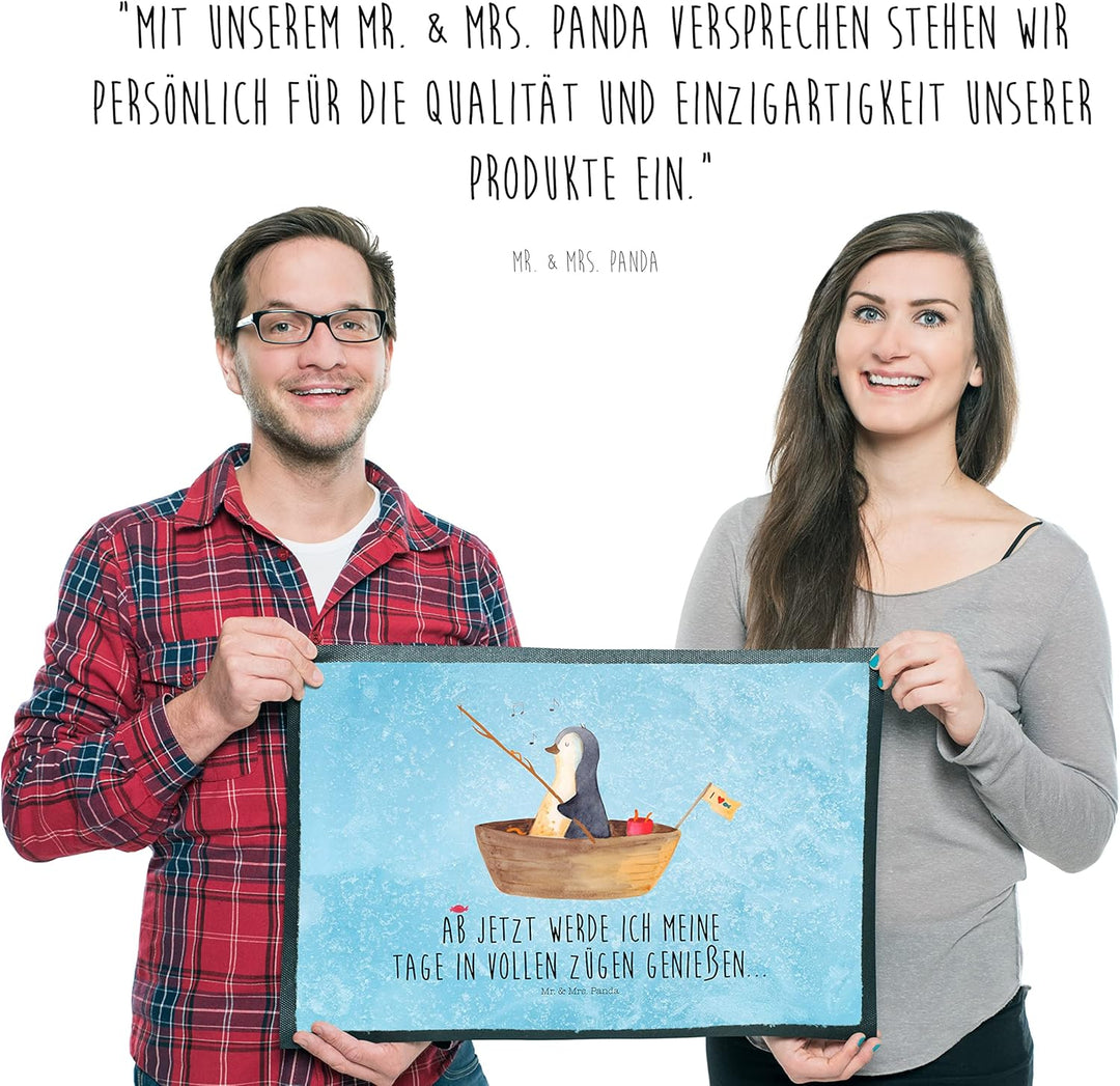 Mr. & Mrs. Panda 50 x 75 cm Fussmatte Pinguin Angelboot - Geschenk, Geschenkidee Liebeskummer, Motiv
