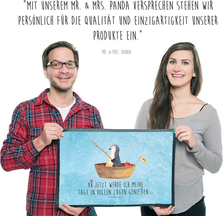Mr. & Mrs. Panda 50 x 75 cm Fussmatte Pinguin Angelboot - Geschenk, Geschenkidee Liebeskummer, Motiv