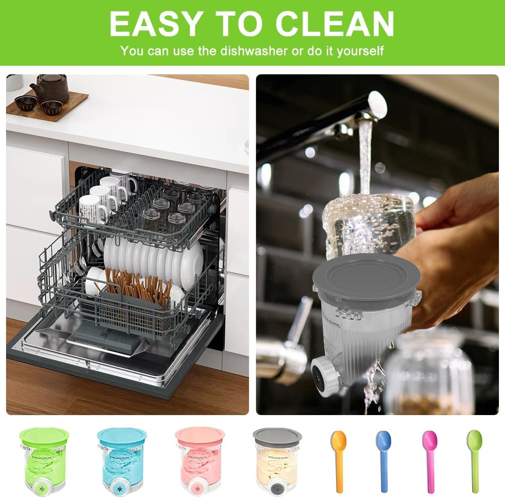 4 Stück Ninja Swirl Creami Behälter, 480 ml Eisbehälter für NC700 NC701EU Serie, Eiscreme Behälte mi