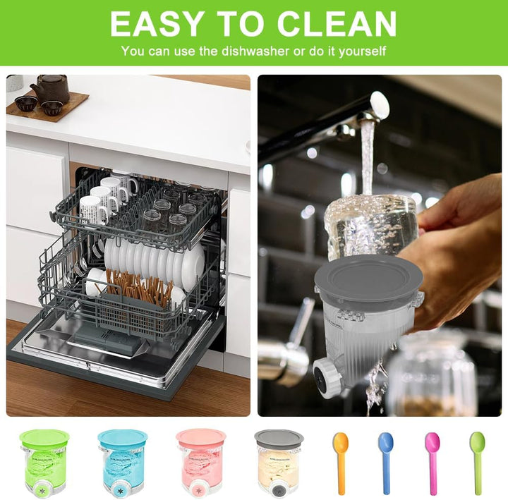 4 Stück Ninja Swirl Creami Behälter, 480 ml Eisbehälter für NC700 NC701EU Serie, Eiscreme Behälte mi