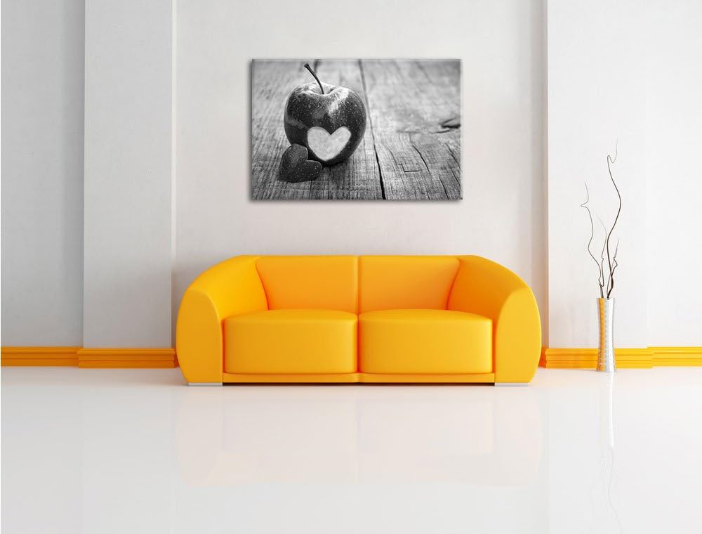 Pixxprint Herzschnitzerei in Apfel als Leinwandbild/Grösse: 100x70 / Wandbild/Kunstdruck/fertig besp