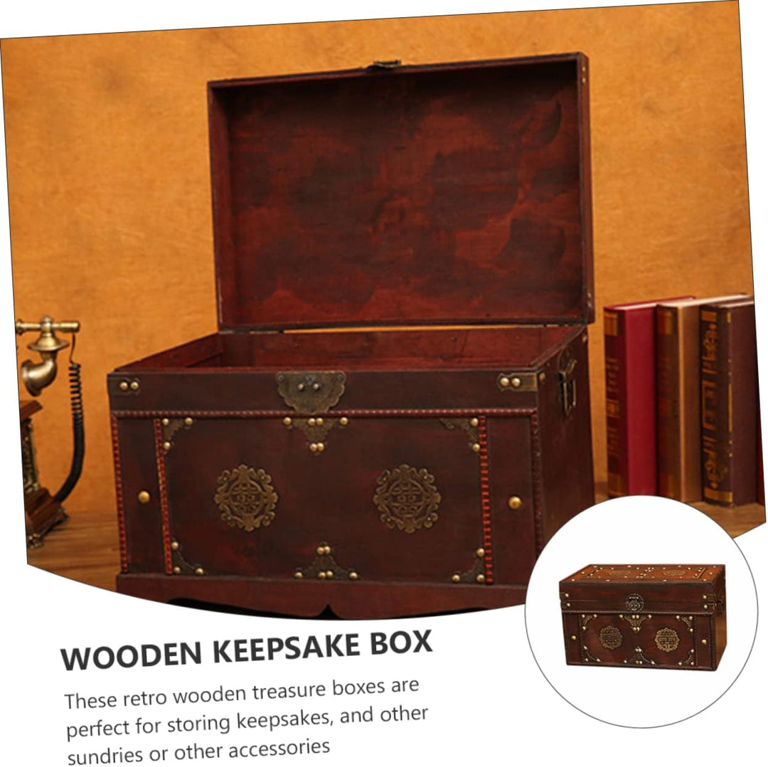 Veemoon Holzkasten Vintage Dekorative Box Schatzkiste Holz Schatztruhe Vintage Schmuckschatulle Vint