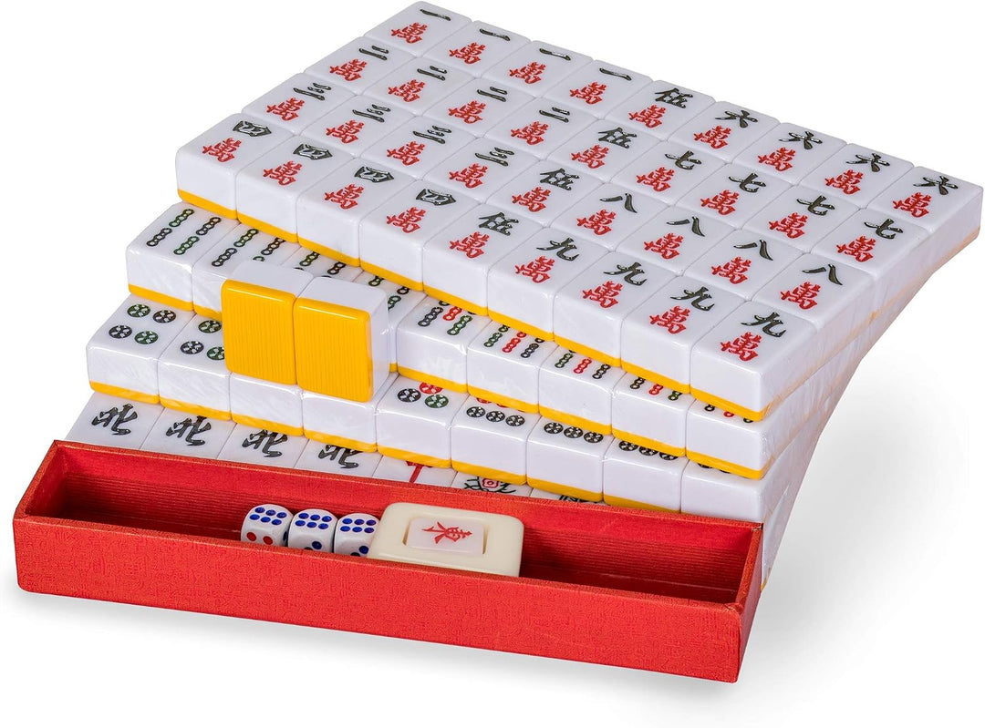 Yellow Mountain Imports Professionelles Chinesisches Mahjong-Spielset, “Double Happiness” (Gelb) mit