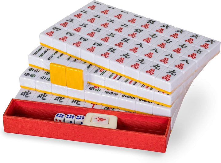 Yellow Mountain Imports Professionelles Chinesisches Mahjong-Spielset, “Double Happiness” (Gelb) mit