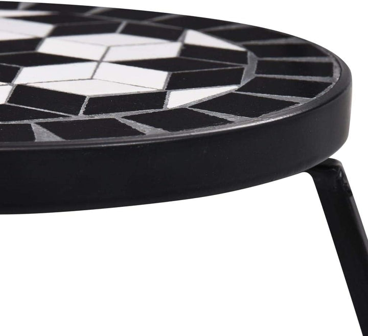 puraday Mosaik-Tische Beistelltisch Outdoor Gartentisch Rund Gartentisch Mosaik Beistelltisch Metall