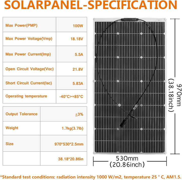 400 Watt Solarpanel Flexibel Kit 12V/24V Off-Grid System: 4 Stück 100W Monokristalline Solarmodule m