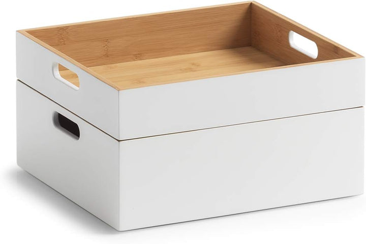 ZELLER PRESENT SCHÖNER LEBEN. PRAKTISCH WOHNEN. Aufbewahrungskiste, Bamboo, weiss ca. 30 x 27 x 10,5