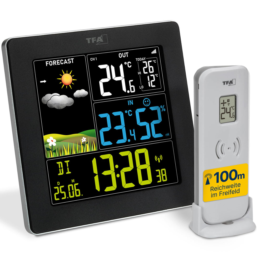 TFA Dostmann Wetterstation Funk mit Aussensensor SUN2 digital, 35.1174, für Innen und Aussentemperat