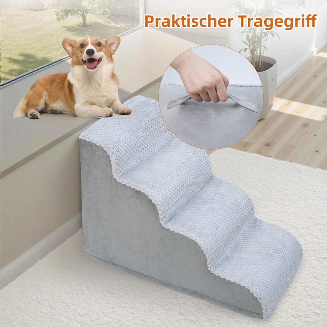 KSIIA Hundetreppe 4 Stufen, 50cm Hoch Haustiertreppe Hundetreppe für Kleine Hunde, Katzentreppe Hund