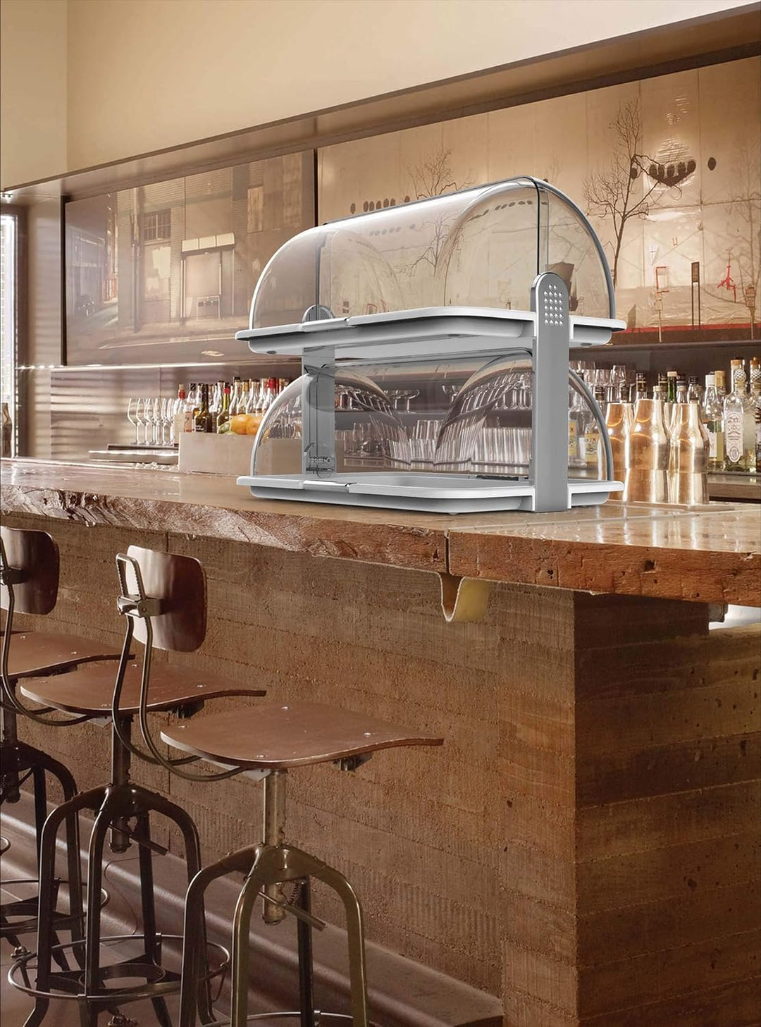 BIESSE Classica Mehrzweck-Brotkasten Doppelt, Polypropylen, Silberfarben/Weiss, 44,2 x 31 x 40,5 cm