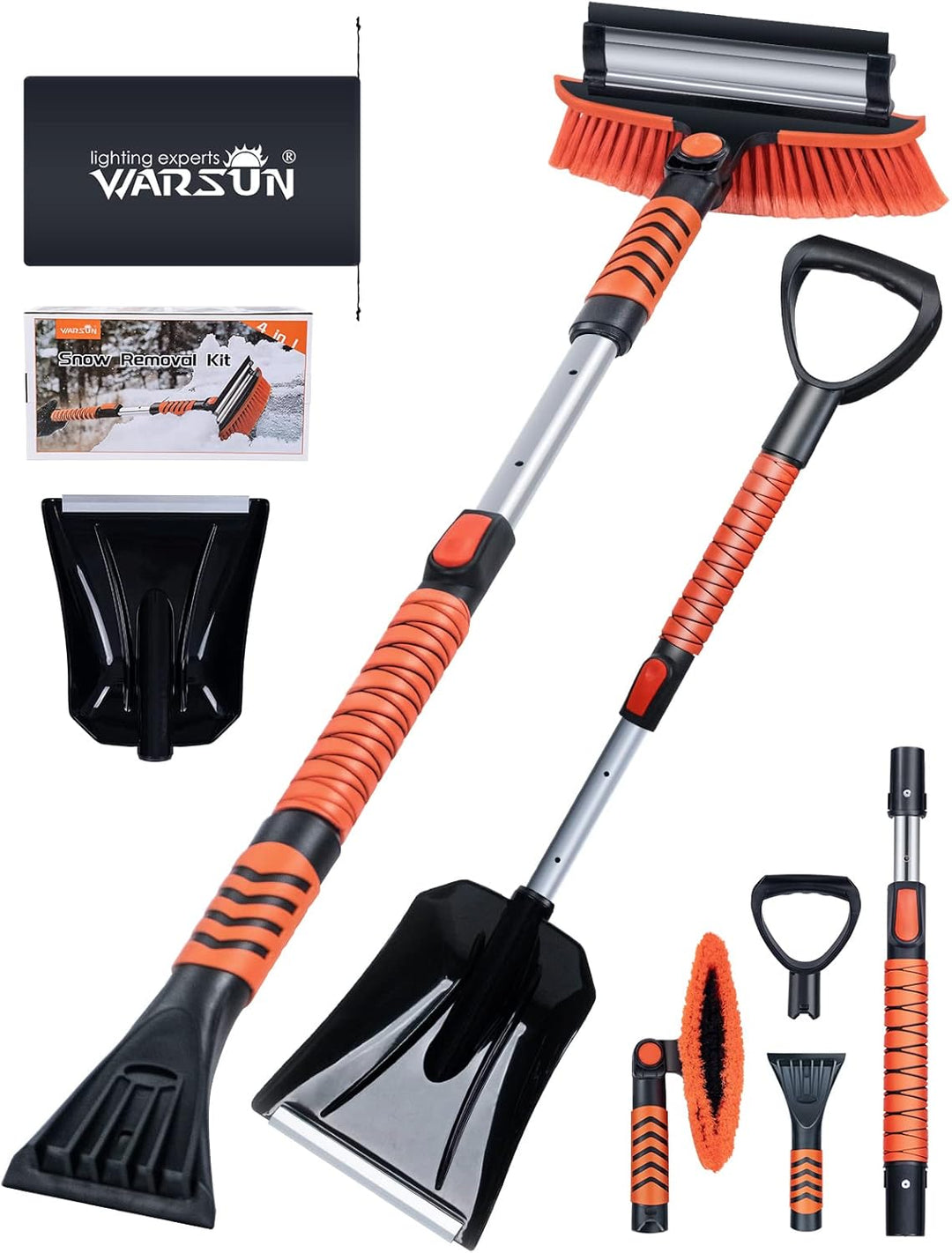 WARSUN Auto Eiskratzer 110CM Ausziehbare Eiskratzer Auto mit Besen 4in1 Schneeschaufel- und Schneebü