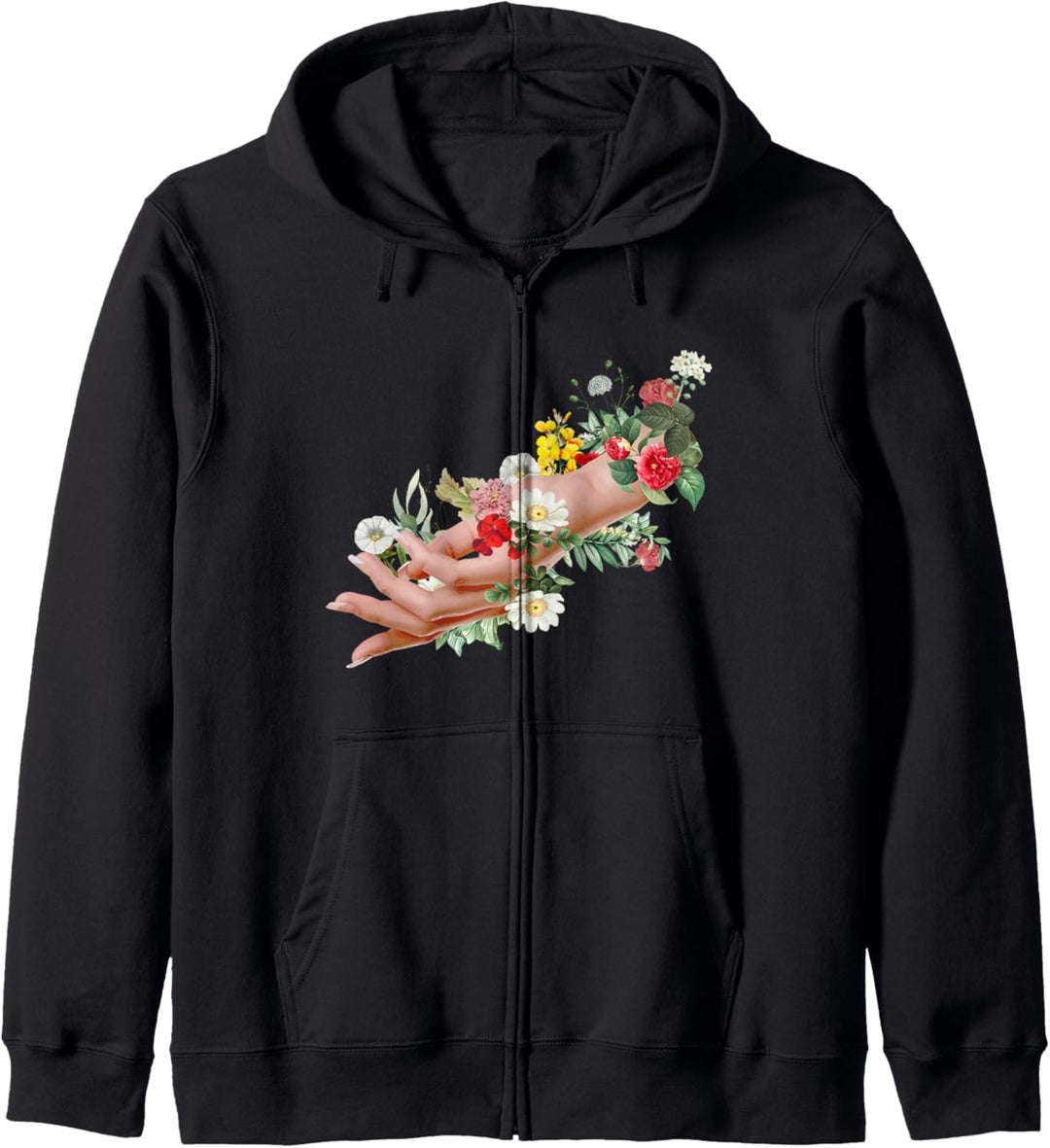 Vintage Floral Botanical Flower Garden Hand Sweater Kapuzenjacke