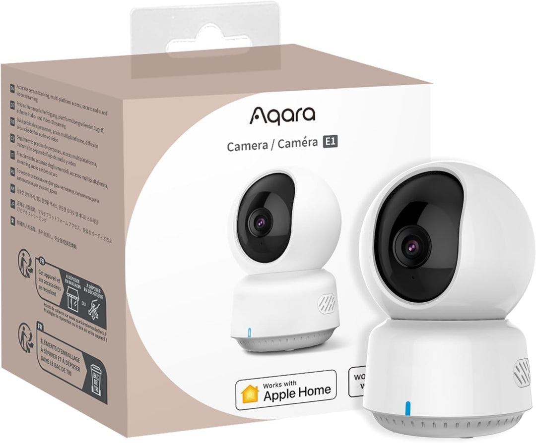 Aqara 2K Innenraum-Sicherheitskamera E1, Schwenken & Neigen, HomeKit Secure Video, Zwei-Wege-Audio,