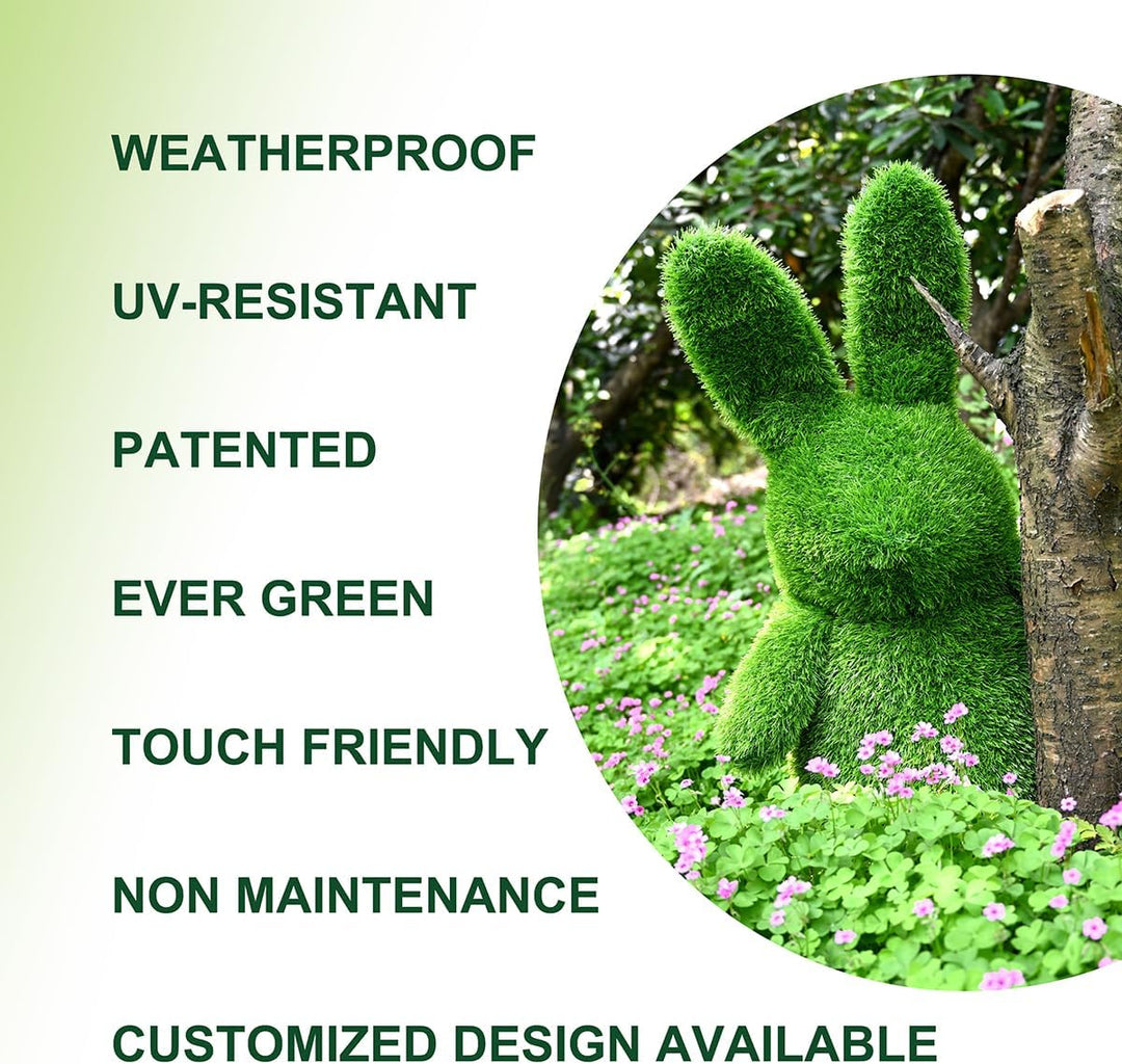 Innovative Kunstwerk Figuren aus Kunstrasen Hase Bär Hund Tier Garten Dekoration Gras Deko (Teddybär