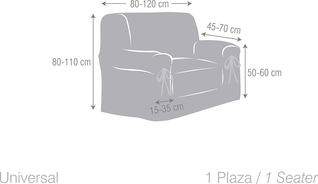 Eysa F616081 nicht elastisch mit krawatten sofa überwurf 1 sessel, 01-leinen, 43 x 5 x 37 cm, 1 Einh