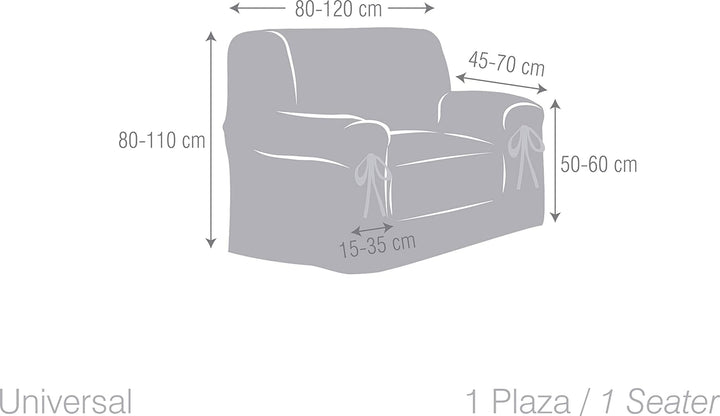 Eysa F616081 nicht elastisch mit krawatten sofa überwurf 1 sessel, 01-leinen, 43 x 5 x 37 cm, 1 Einh