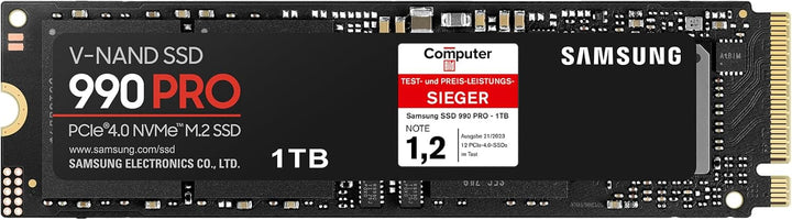 Samsung 990 PRO NVMe M.2 SSD , 1 TB, PCIe 4.0, 7.450 MB/s Lesen, 6.900 MB/s Schreiben, Interne SSD f