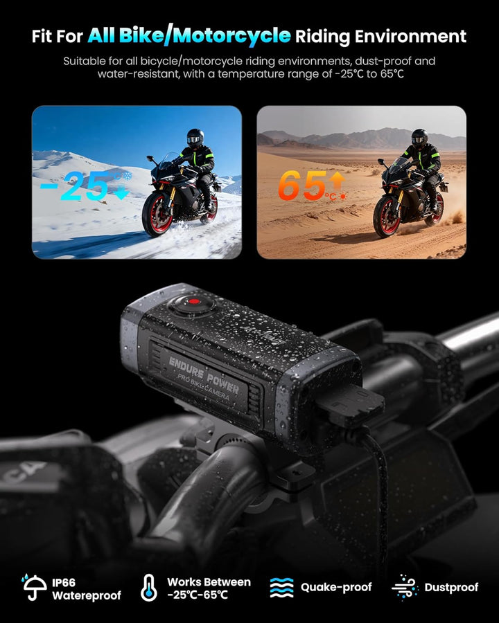AKEEYO AKY-710Lite Motorradkamera/Fahrradkamera 2K30FPS WiFi-Actionkamera mit Ultra HD, IP66 Wasserd