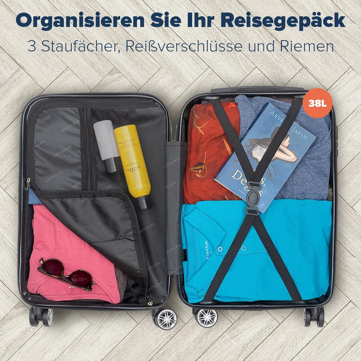 TRVLMORE Koffer &amp; Trolleys - Handgepäck Koffer - Reisekoffer Mit Rollen - Handgepäck Trolley 55x40x2