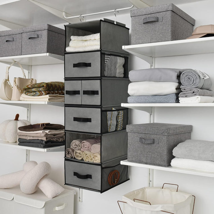 GRANNY SAYS Kleiderschrank Organizer Hängend, 1er-Pack Hängeorganizer mit Schubladen, Grau Hängeaufb