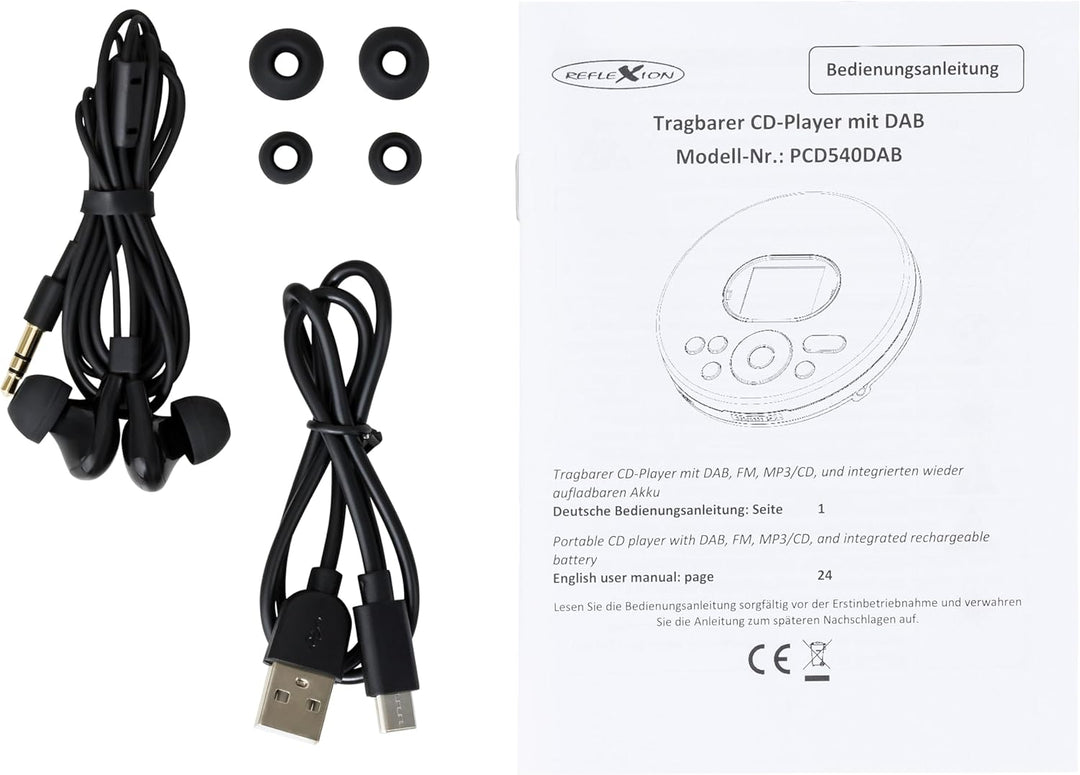 Reflexion PCD540DAB Tragbarer CD-Player, Discman, Walkman mit DAB+/PLL-FM-Radio - Antishock-System -