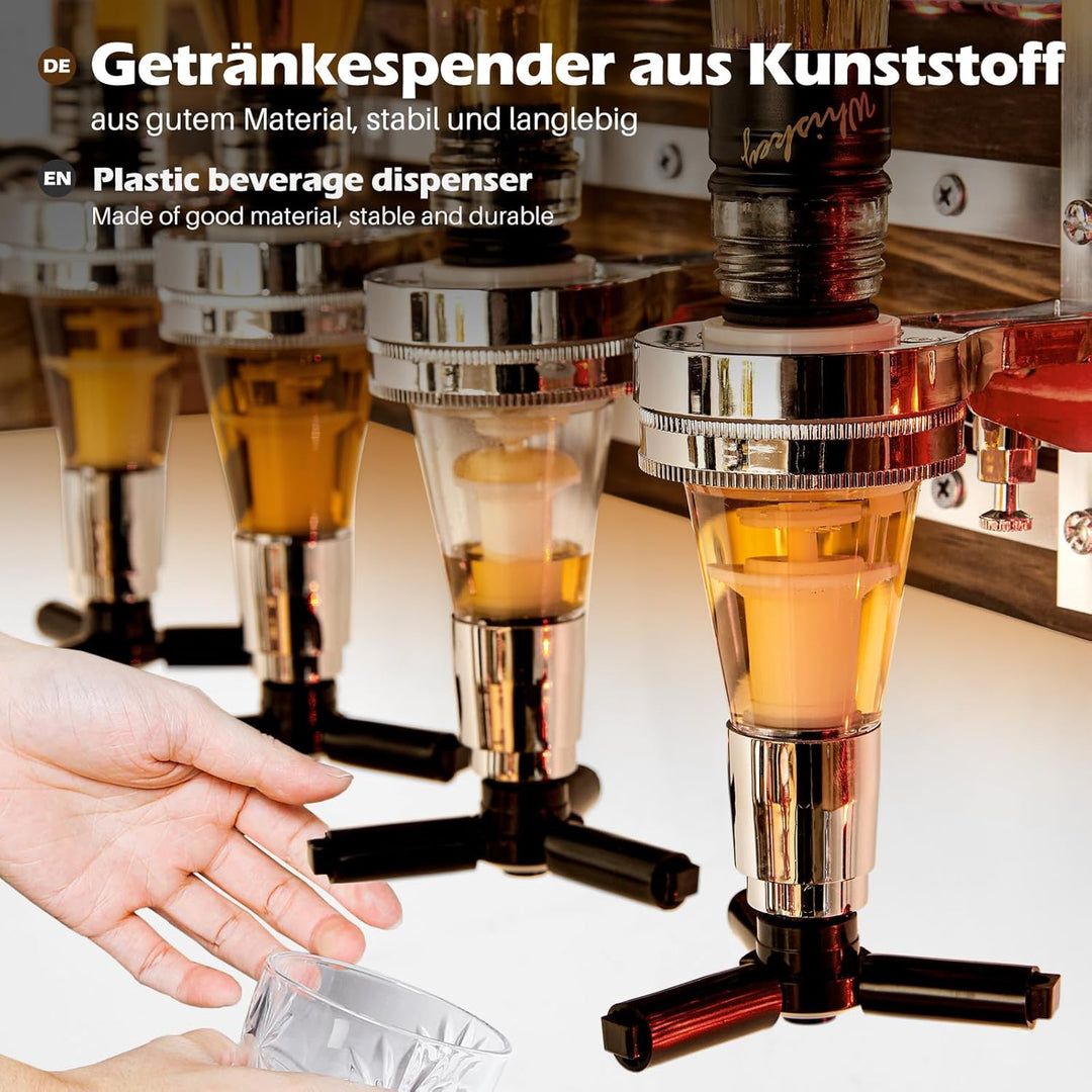 Yorbay Weinregal Mit LED-Licht Palette beflammt Holz, Wandbar mit 4 Getränkespender Wand Flaschenhal