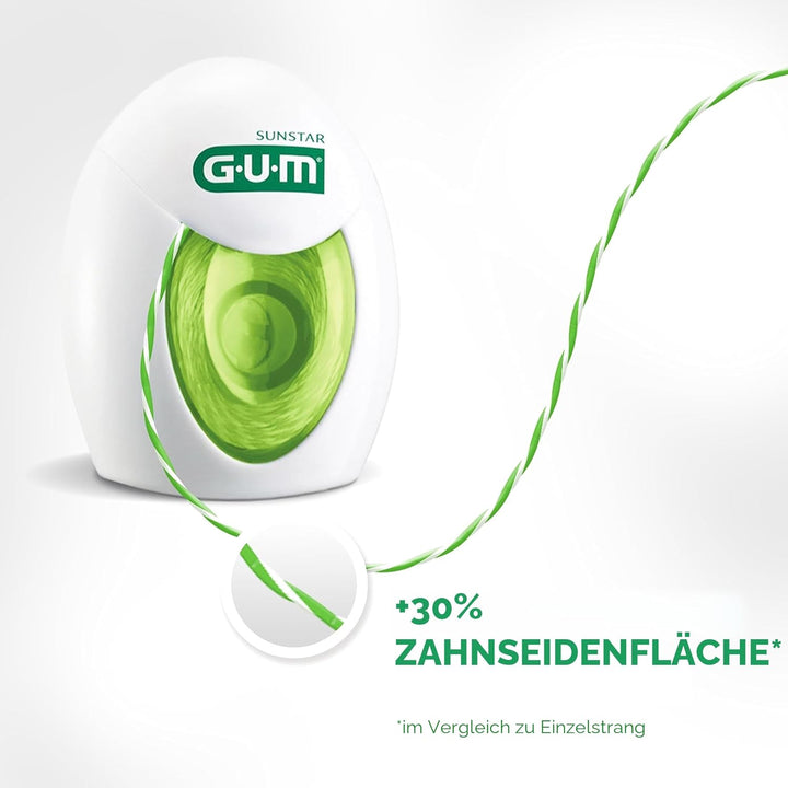 GUM Twisted Floss Zahnseide | entfernt Plaque zwischen den Zähnen und dem Zahnfleischrand | bis zu 3