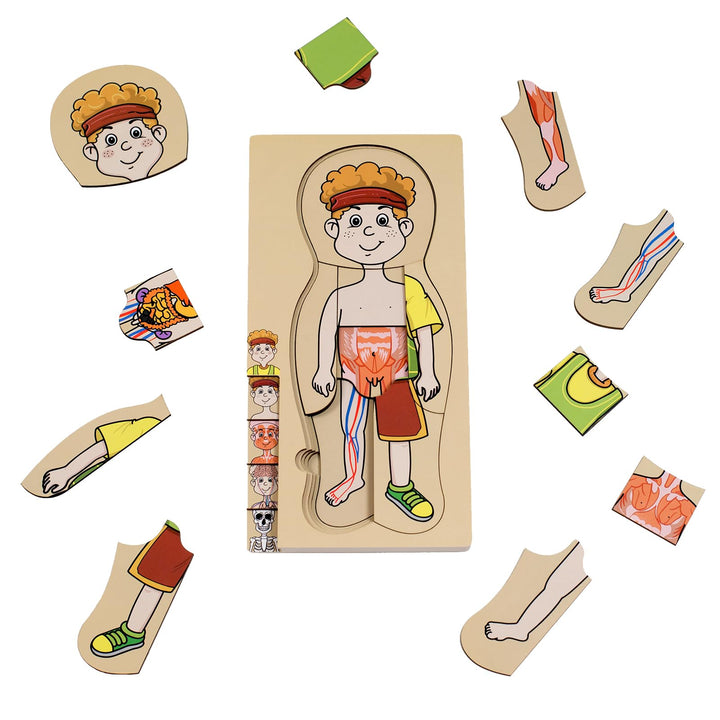 Meine Körperteile Puzzle für Kleinkinder Kinder Mädchen Jungen Montessori Holz Anatomie Puzzle 3-5 J