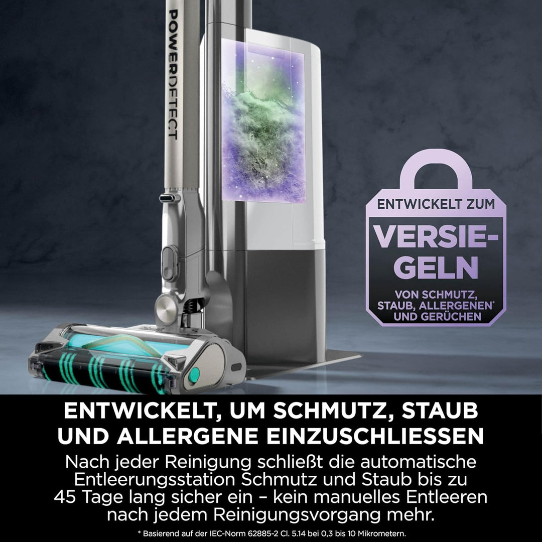 Shark PowerDetect Clean & Empty Akku-Staubsauger für Tierhaare, Selbstentleerende Basis 45 Tage, Duo