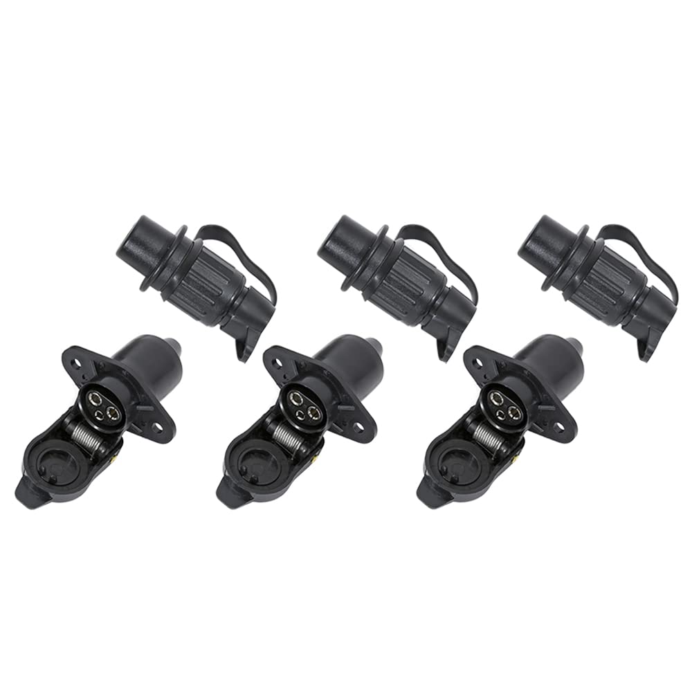 TAEUYYM 3 Stück Stecker 3 Polig und Steckdose 3-Polig, 12V Traktor 3 polig Stecker Steckdose, Din 96
