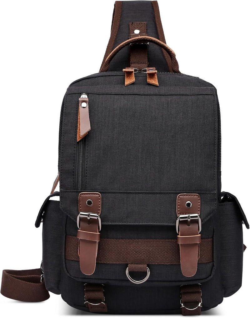 DORRISO Brusttasche Herren Mode Grosse Kapazität Schultertasche für 10,9 Zoll iPad mit Griff Mehrere