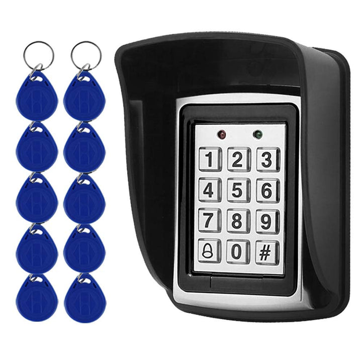 YAVIS Metal Codeschloss Türöffner Access Control Keypad 125 kHz EM Kartenleser + 10 RFID-Keychians +
