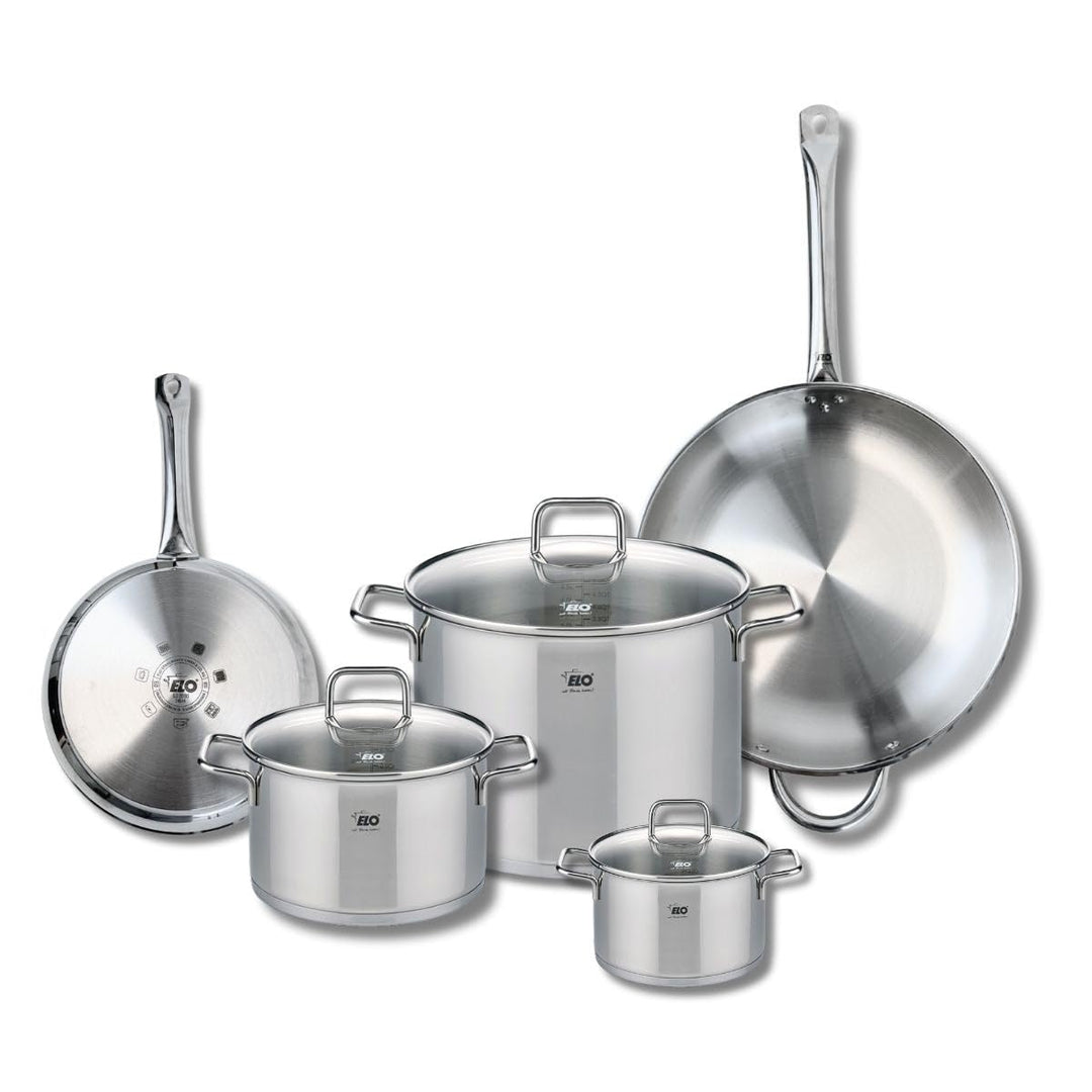 ELO 9506950 Kochgeschirr-Set, 5-teilig, 2 Bratpfannen 24 und 32 cm und 3 Kochtöpfe 14, 20 und 26 cm