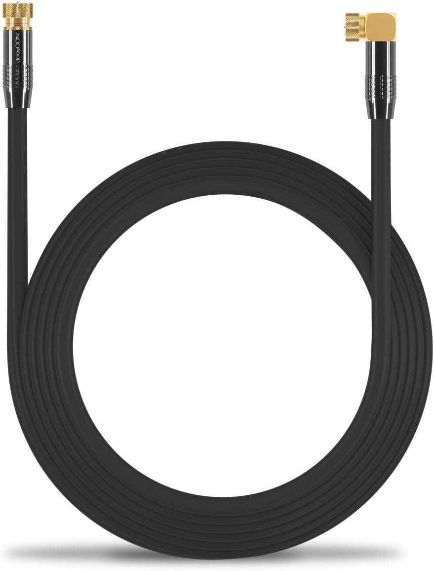deleyCON 10m SAT Antennenkabel Satellitenkabel Koaxialkabel - HDTV Full HD - F-Stecker 90° Grad Gewi