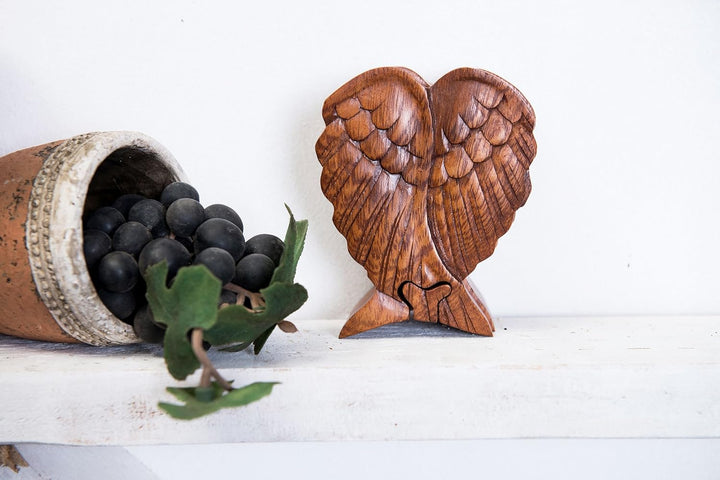 Windalf Glücks Geschenk Schmuckdose Kila 11 cm Engelsflügel Geschenkbox Handarbeit aus Holz