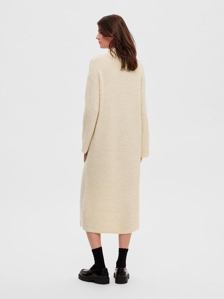 SELECTED FEMME Damen Slfmaline Ls Knit Dress High Neck Noos Strickkleid XL Beige, XL Beige