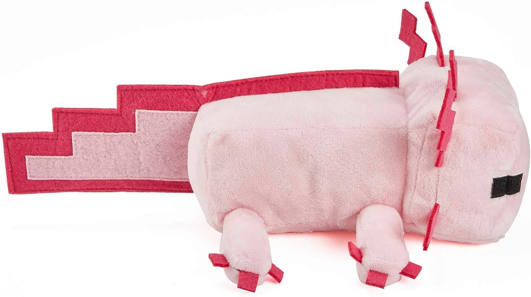 Mattel Minecraft, Axolotl Plüschfigur, ca. 21 cm, weich, Geschenk zum Sammeln für Fans, Spielzeug ab