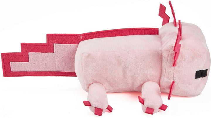 Mattel Minecraft, Axolotl Plüschfigur, ca. 21 cm, weich, Geschenk zum Sammeln für Fans, Spielzeug ab
