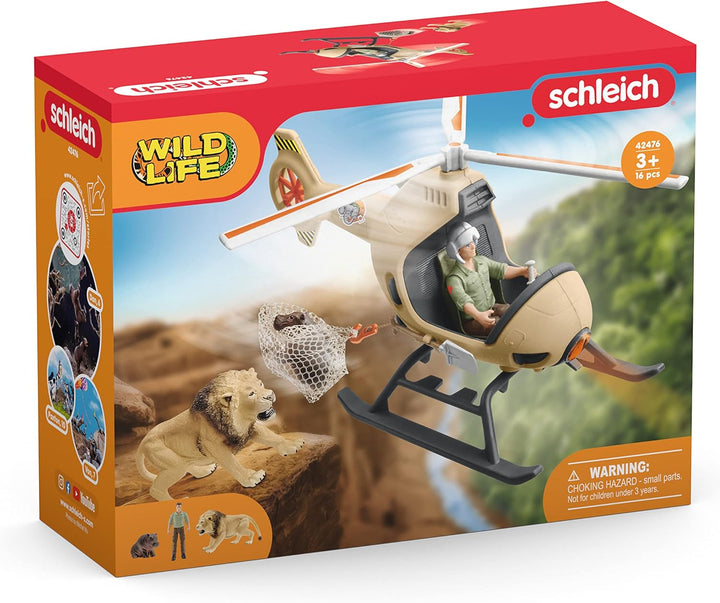schleich 42476 Helikopter Tierrettung, für Kinder ab 3 Jahren, Wild Life - Spielset Standardverpacku