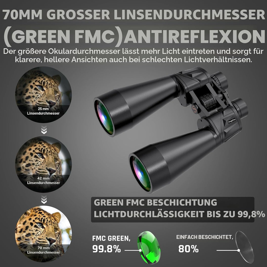 18x70 Fernglas für Erwachsene, Fernglas für Vogelbeobachtung mit grosser Objektivöffnung für Langstr