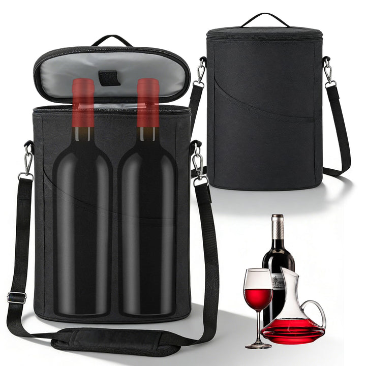 Weinkühltasche für 2 Flaschen, Grosse Kühltasche, Tragbarer Wein-Eisbeutel mit Gurt, Tragbare Flasch