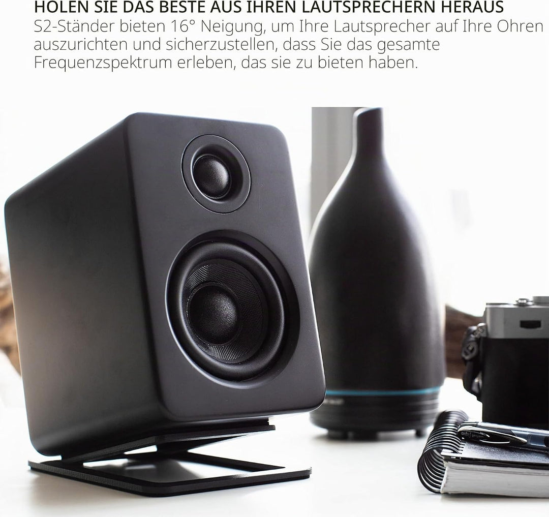 Kanto S2 Tilted Desktop Speaker Stands for Small Speakers & Compact 2”-3” Studio Monitors | Supports