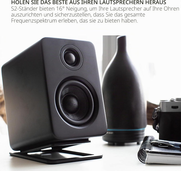 Kanto S2 Tilted Desktop Speaker Stands for Small Speakers & Compact 2”-3” Studio Monitors | Supports