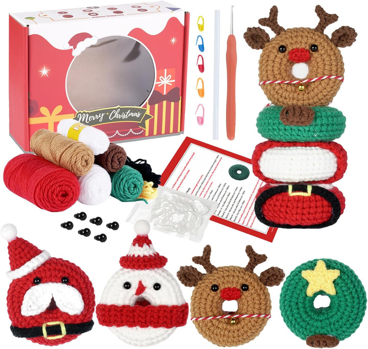 VolksRose Weihnachts-Häkelsets für Anfänger und Erwachsene, Häkel Strickset mit Haken, Garn, DIY-Häk
