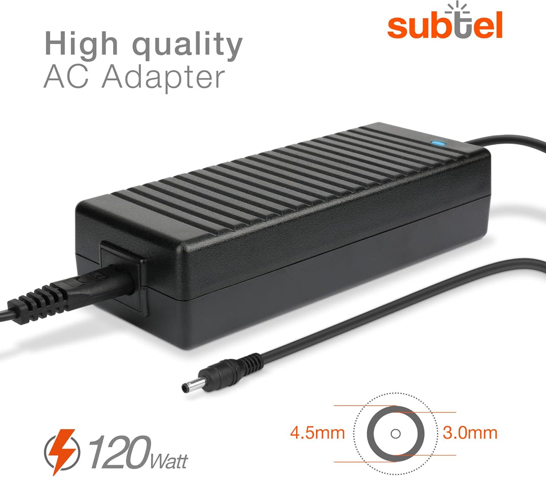 subtel® 120W 90W 65W Laptop Ladekabel für Dell Inspiron 14,15,17,XPS/HP Omen,Envy,Chromebook/Asus GL
