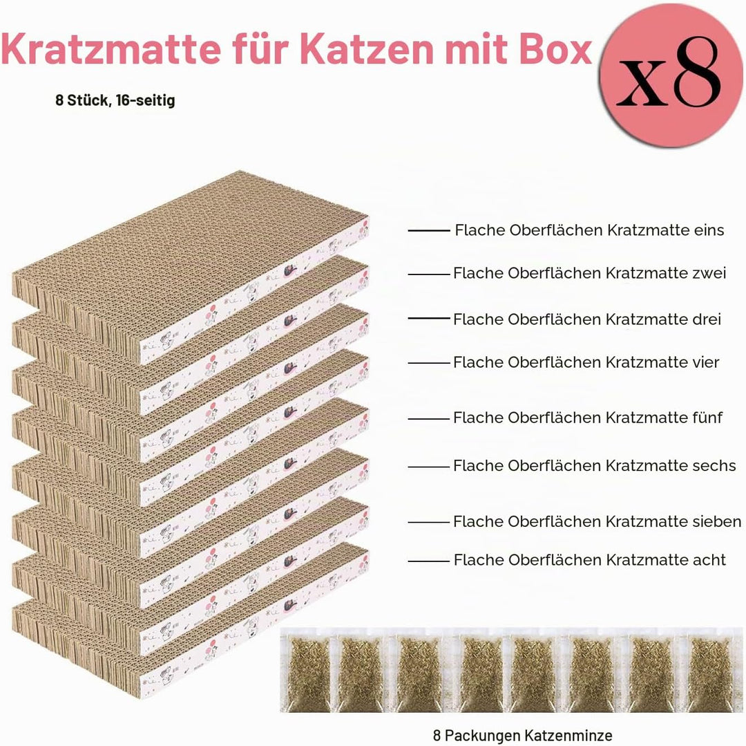 8 Packungen in 1 Katzenkratzkissen, Katzenkratzer aus Karton, wendbar, langlebig, recycelbar, Premiu