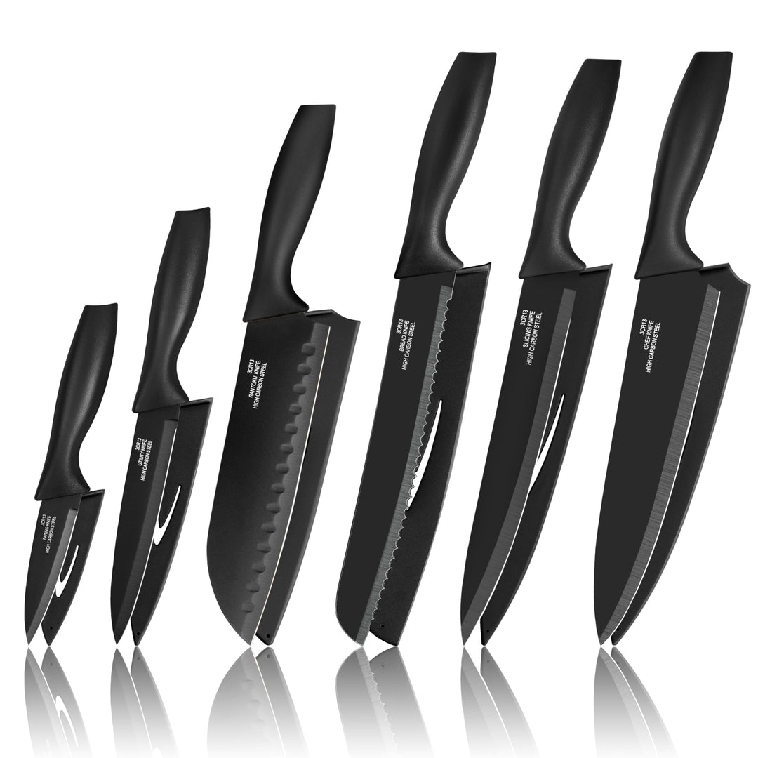 Homikit Küchenmesser Set, Edelstahl 6-tlg Messer Set mit Schutzhülle, Scharfes Messerset mit Kochmes