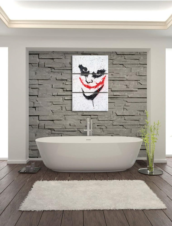 Pixxprint Joker Pinsel Effekt 3-Teiler Leinwandbild 120x80 Bild auf Leinwand